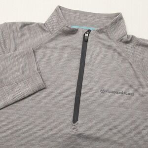 Vineyard Vines Pullover Mens Large Gray Striped Quarter Zip Performance Golf